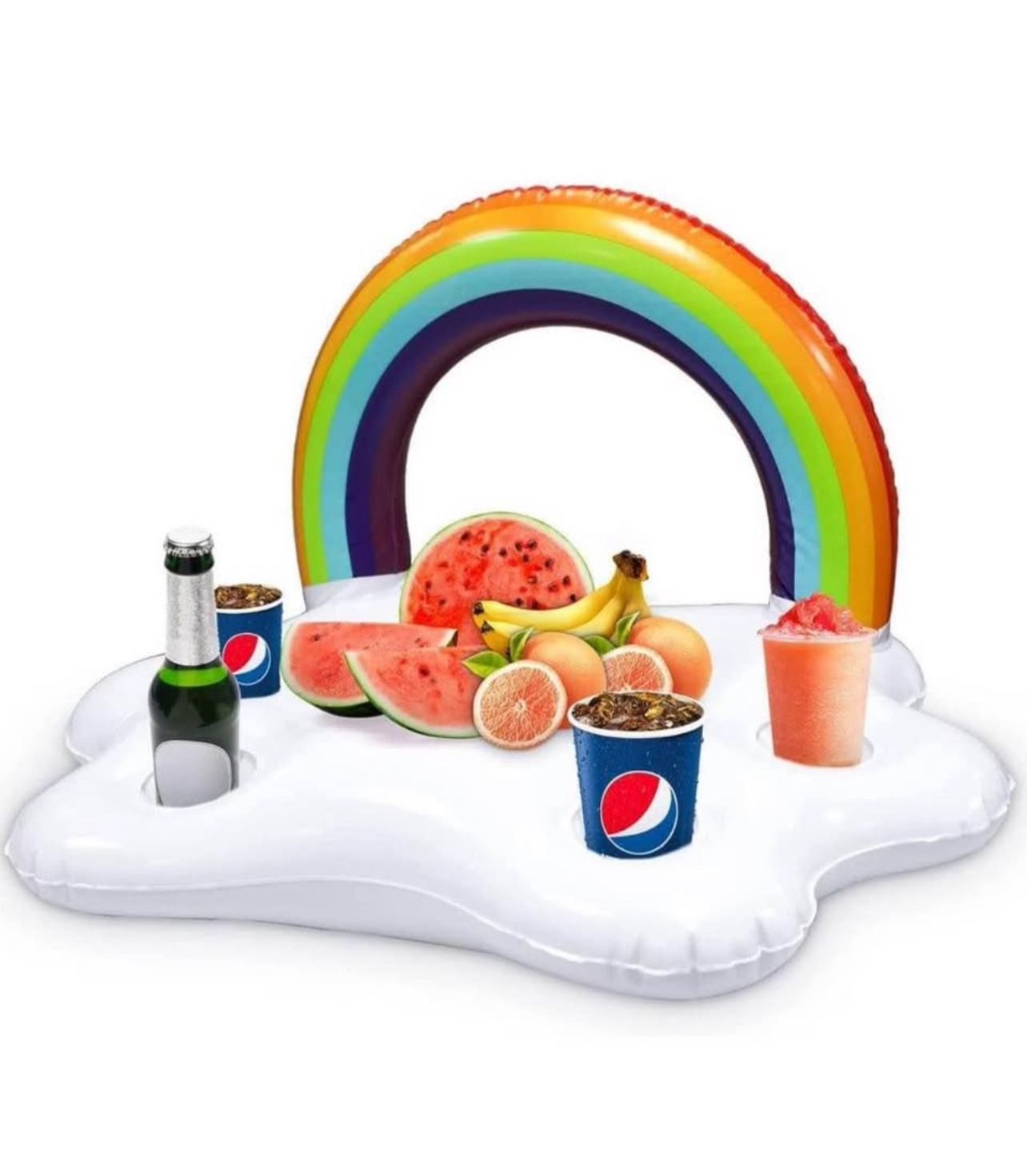 Brandnew Inflatable Rainbow Cloud Floating Drink Holder Pool Drink Floats Inflatable Cup Holders Hot Tub Accessories for Adults Fun Drink Floaties for