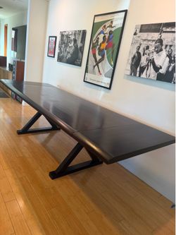 Crate & Barrel X-Base Extendable Dining Table – Dark Espresso Wood