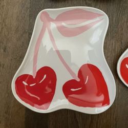 Melamine Cherry Plate Appetizer Dessert Luncheon