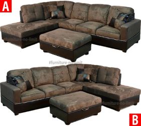 NEW! Grey Microfiber Sectional Sofa Set