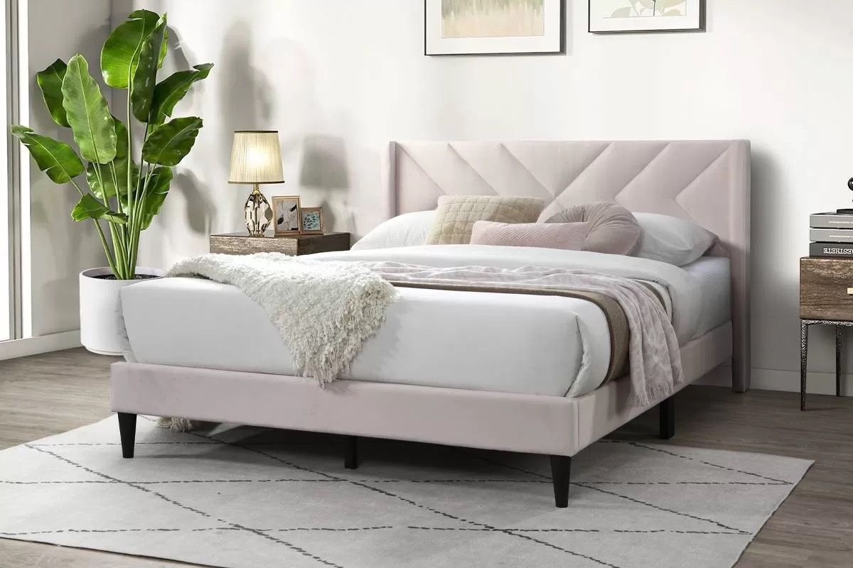 Full Pink Platform Bed With Ortho Mattress Included
