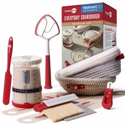 KneadAce Premium Sourdough Kit for Bread Baking with 34 oz Starter Jar, 9 Piece