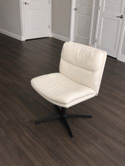 Modern White Swivel Accent Chair – Worn/Used Condition