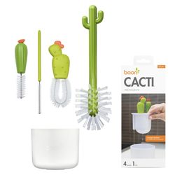Boon Cacti Bottle Cleaning Brush Set - Includes Bottle Brush, Nipple Brush, Detail Brush, And Straw