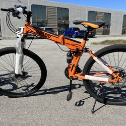 26” double disc front and rear suspension folding mountain bike