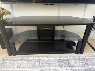 3-Piece Black Glass and Metal Living Room Set