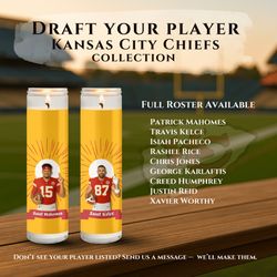 Custom Kansas City Chiefs Player Candle - Choose Any Player | Football Fan Gift