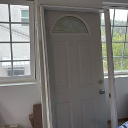 House Door, 36” Wide, Metal With wooden Frame With Handle