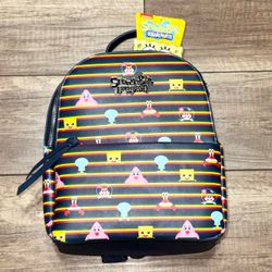 SpongeBob SquarePants Nickelodeon TV Show Mad Engine Striped Mini Backpack 10"