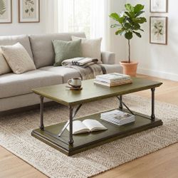 Homy Casa HUSSAINI HM Coffee Table "47.2 x 23.6 x 16.7 in" Modern Pine Veneer Table for Living Room, Office, or Home Open Box