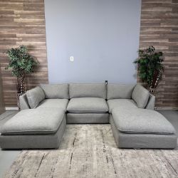 5-Piece Grey Cloud Couch With Ottoman - Delivery Available