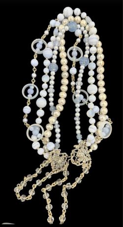 Stephen Dweck Sterling Silver Various Blue Multistone and Pearl Necklace