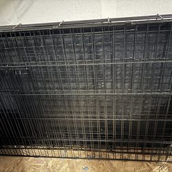 Large Collapsible Metal Wire Dog Crate w/Removable Tray, Double Door,