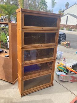 Wooden Shelf With Glass Doors