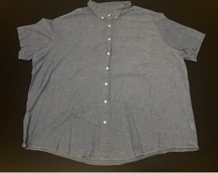 George Big And Tall 3X Blue Short Sleeve Button-Down Shirt