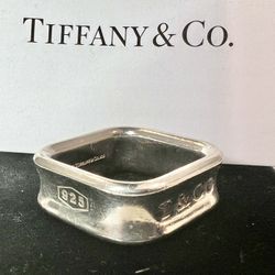 🔥 Tiffany & Co. Sterling Silver 1837 Concave Square Band/Ring