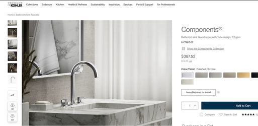 Kohler bathroom sink faucet spout