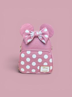 Loungefly Disney Minnie Polka Dot Straw woven Convertible Bag