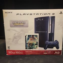 PS3 160GB Uncharted Edition W/3 Games and Retail Box (CECHP01)
