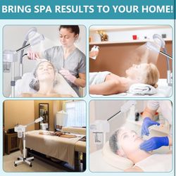 Professional 2 in 1 Facial Steamer for Face Deep Cleaning Ozone Face Steamer with 5X Magnifying Lamp Hot Mist Function 