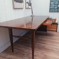 Mid Century Walnut Large Sleek Desk