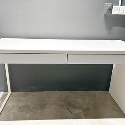 Ikea White Micke Desk Double 2 UDrawers