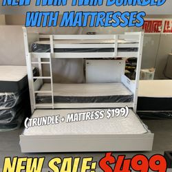 NEW TWIN TWIN BUNKBED WITH MATTRESSES 