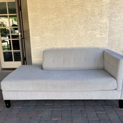 Modern Grey Chaise Sofa Herringbone Fabric