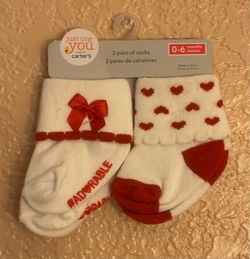 Just One You By Carters 0-6 Months Girls 2 Pack Socks New