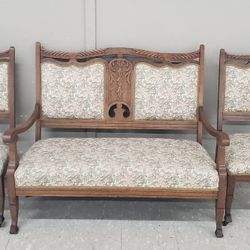 ANTIQUE PARLOR SETTE SOFA & CHAIRS  