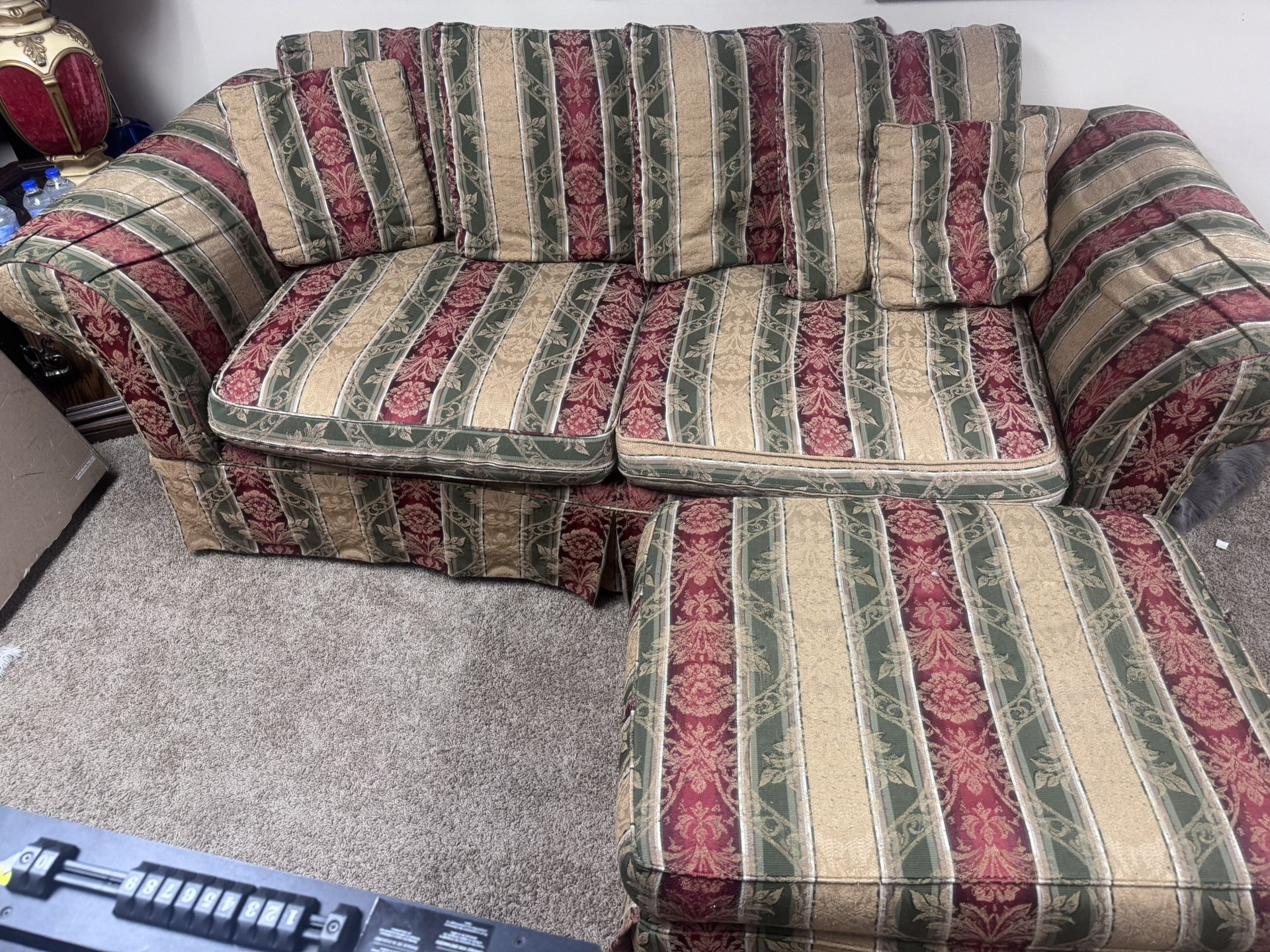 Elegant Royal-Toned Sofa with Ottoman