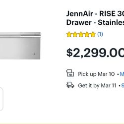 Jenn Air 30" Heating Drawer 