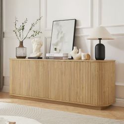 64" Sideboard Buffet Cabinet with Storage, Wooden Fluted Storage $160 