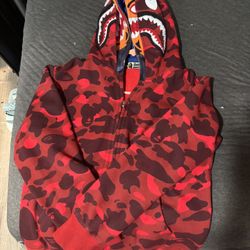 Red Bape Hoodie Blue Tiger Red Shark