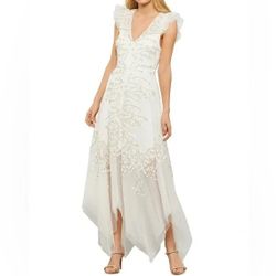 Dress _ BCBGMAXAZRIA White Embroidered Tulle Dress 