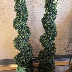  Natural 46 in Green Indoor Outdoor Floor Artificial Tree Home Decor set of 2