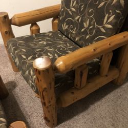 Wooden Chair  W / 0ttoman