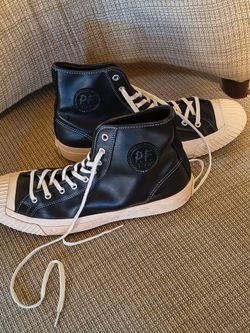 PF Flyers Black Leather High-Top Sneakers