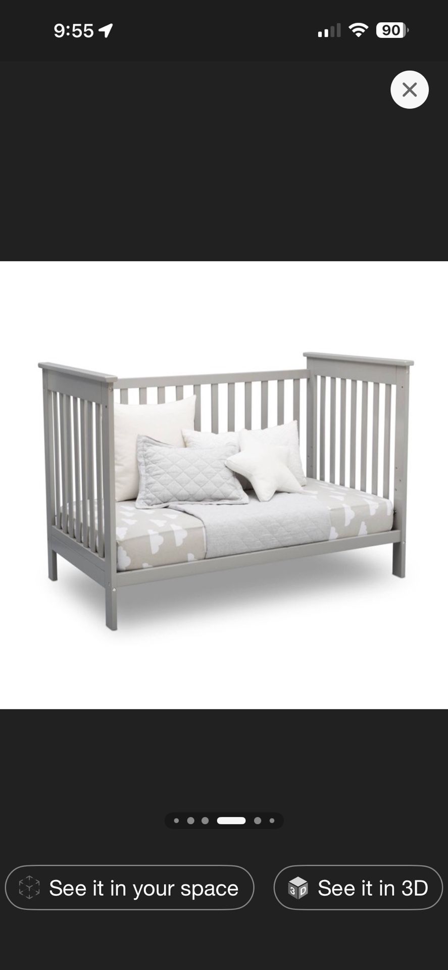Delta Children Adley 3-in-1 Convertible Crib - Gray