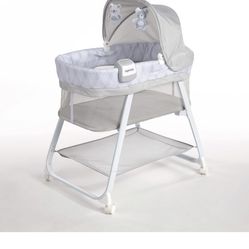 Ingenuity Lullanight Soothing Bassinet for Baby with Locking Wheels and-Night-Light