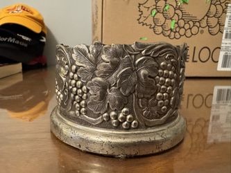Vintage Silver Plated Wine or Champagne Bottle Coaster in Grape Vine Motif