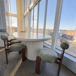 Rove Concepts Osten Table Toler Dining Chair Midcentury Modern Minimalist Gray Set (🚚 Free Delivery)