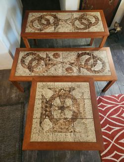 Vintage Mid Century Danish Brutalist Table Set