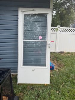 White Aluminum Storm Door with Glass Panels