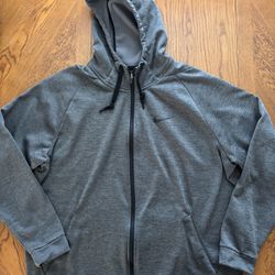 Men’s Nike Dri-Fit Zip Up Fleece Gray Size XXL 