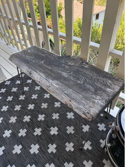 Live Edge Wood Bench Hairpin Legs Rustic Industrial Entryway Table Plant Stand