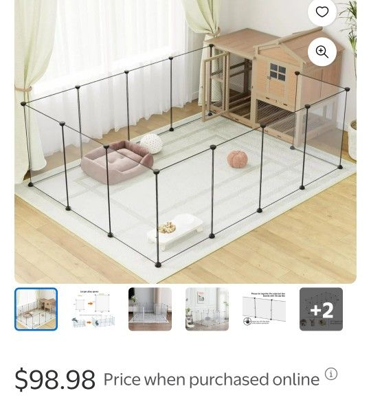 Large Transparent Pet Playpen, 28" H x 20" W, Dog Playpen, Small Animal Playpen, Puppy Playpen, Rabbit Playpen, Dog Pen, Dog Fence, for Kittens, Ferre