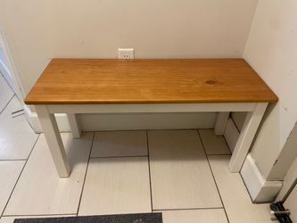 Wood Top Bench with White Base
