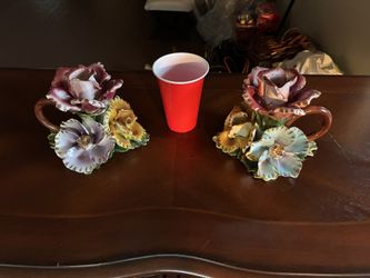 Porcelain Flower Candle Holder Set $20.00