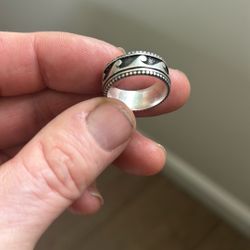 Menster Men's Sterling Silver Oxidized Wave Band Ring